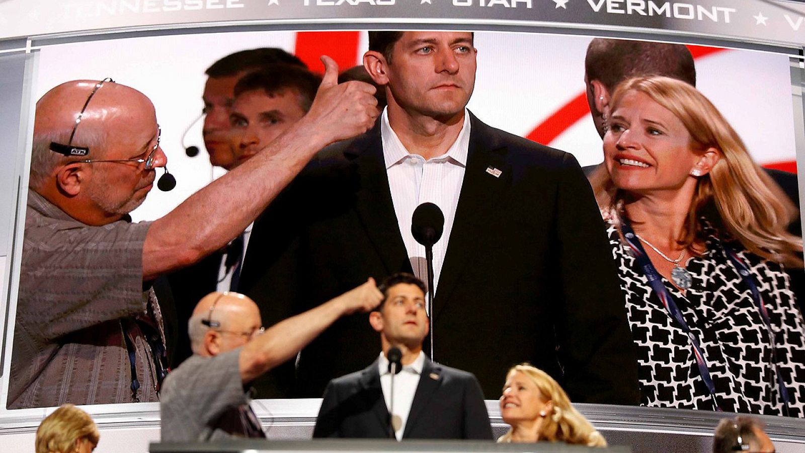 El presidente del Congreso de EEUU, el republicano Paul Ryan, durante los ensayos para la Convención Republicana de Cleveland, Ohio.  REUTERS/Aaron P. Bernstein