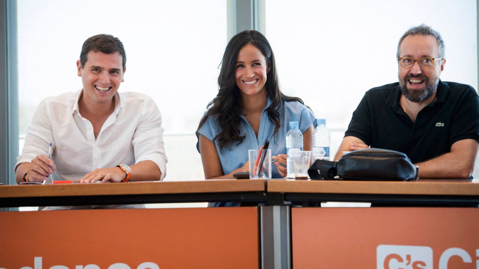 Albert Rivera, Begoña Villacís y Juan Carlos Girauta, en una reunión de Ciudadanos