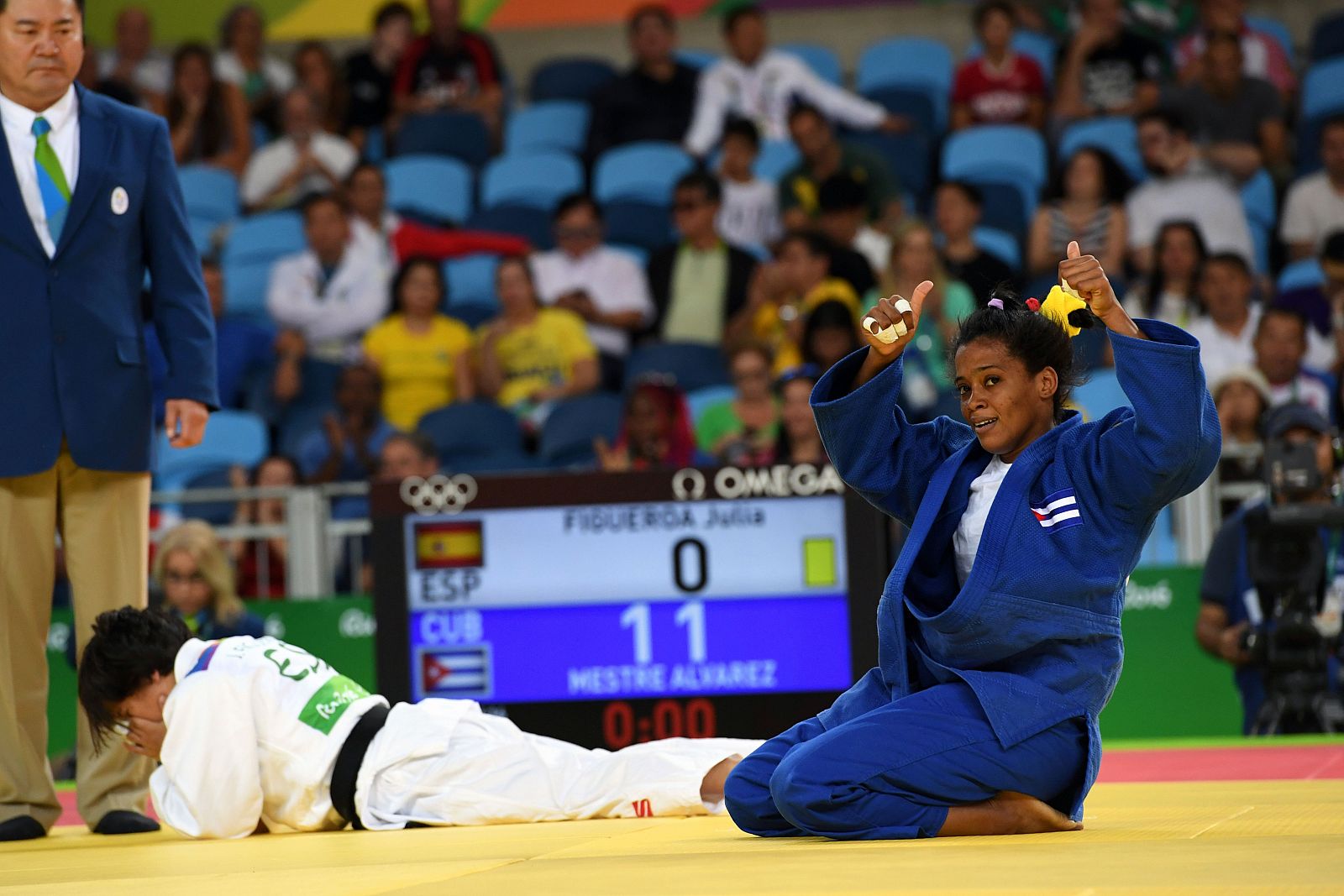 Dayaris Mestre celebra su victoria ante la española.