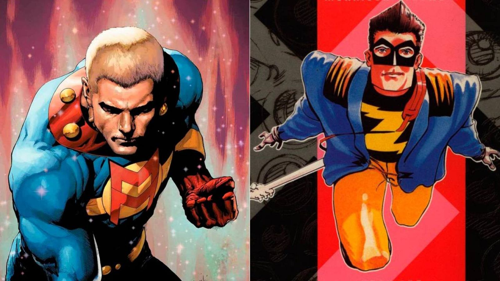 Miracleman (Izda.) y Zenith (Dcha.), superhéroes británicos de los 80