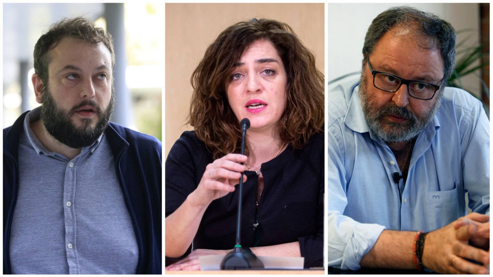 Los concejales de Ahora Madrid Guillermo Zapata, Celia Mayer y Javier Barbero