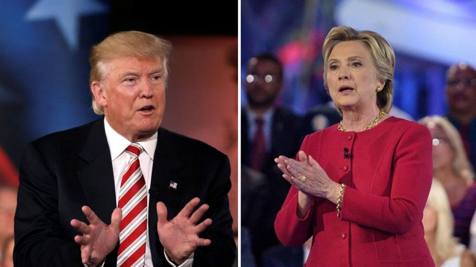 Donald Trump y Hillary Clinton, durante el Foro de Defensa