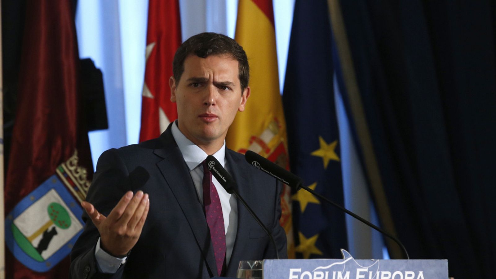 El líder de C's, Albert Rivera, en un desayuno informativo de Fórum Europa