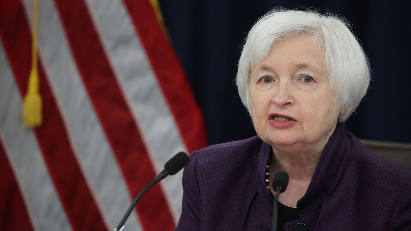 La presidenta de la Reserva Federal, Janet Yellen, en rueda de prensa