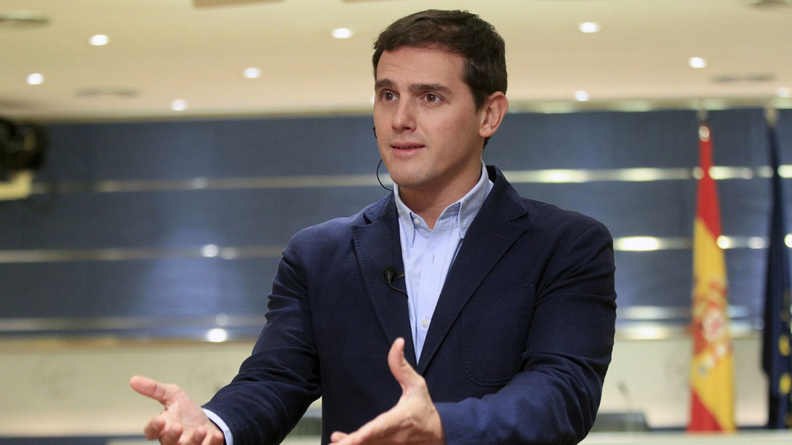 El presidente de Ciudadanos, Albert Rivera, durante su comparecencia de este jueves en el Congreso