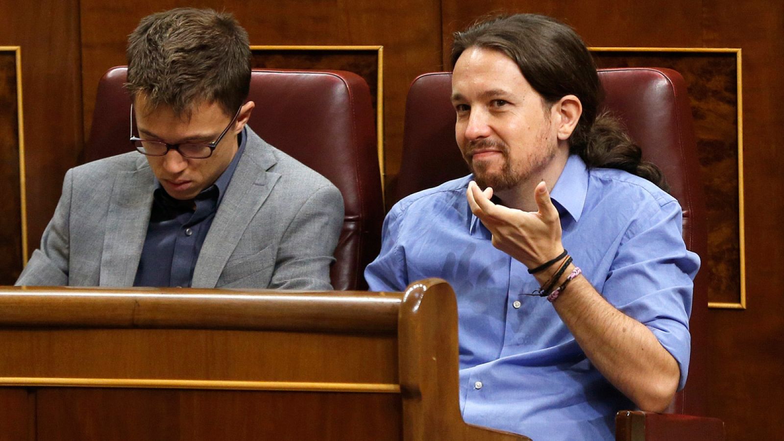 Pablo Iglesias e Iñigo Errejón, en el Congreso