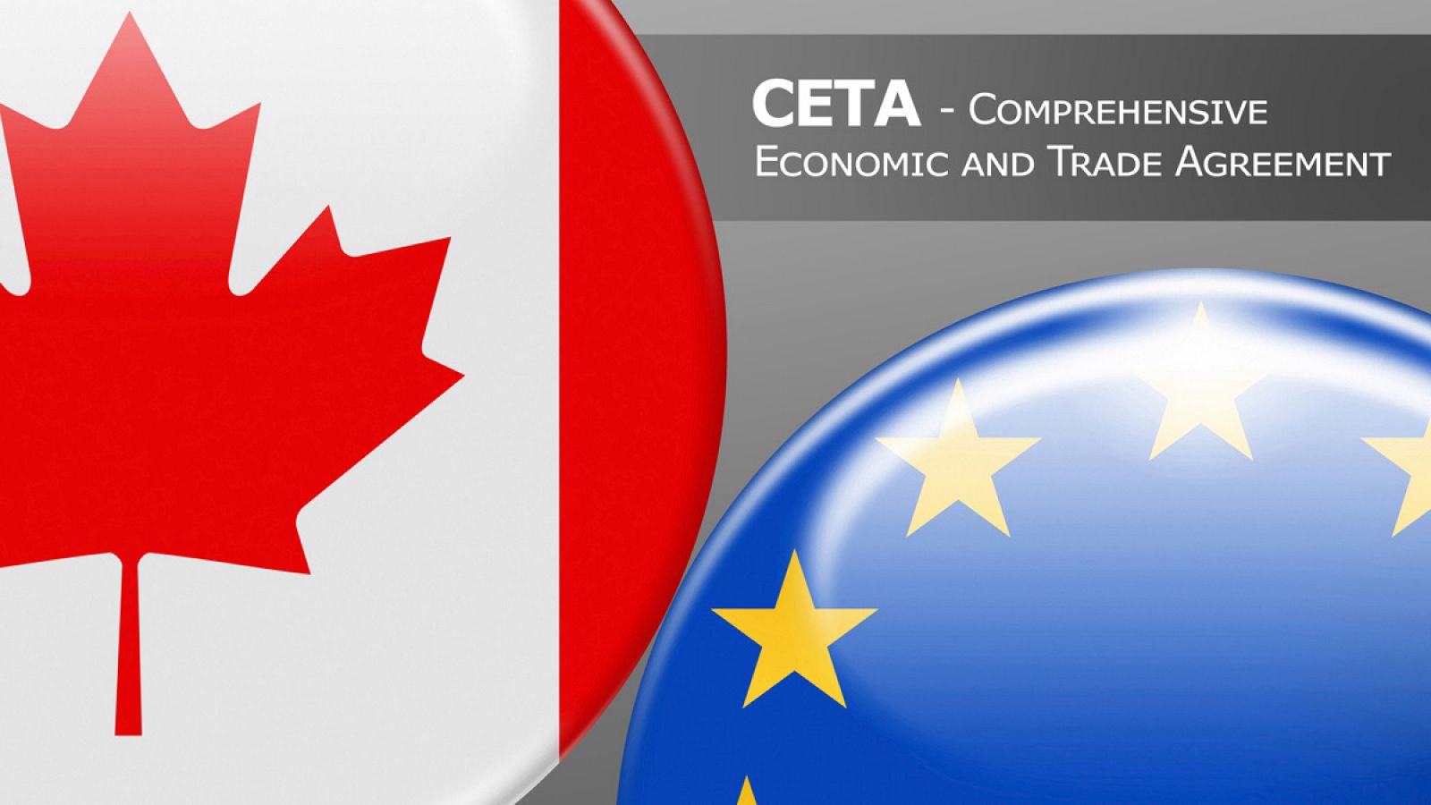 Un montaje con las banderas de Canadá y la Unión Europea