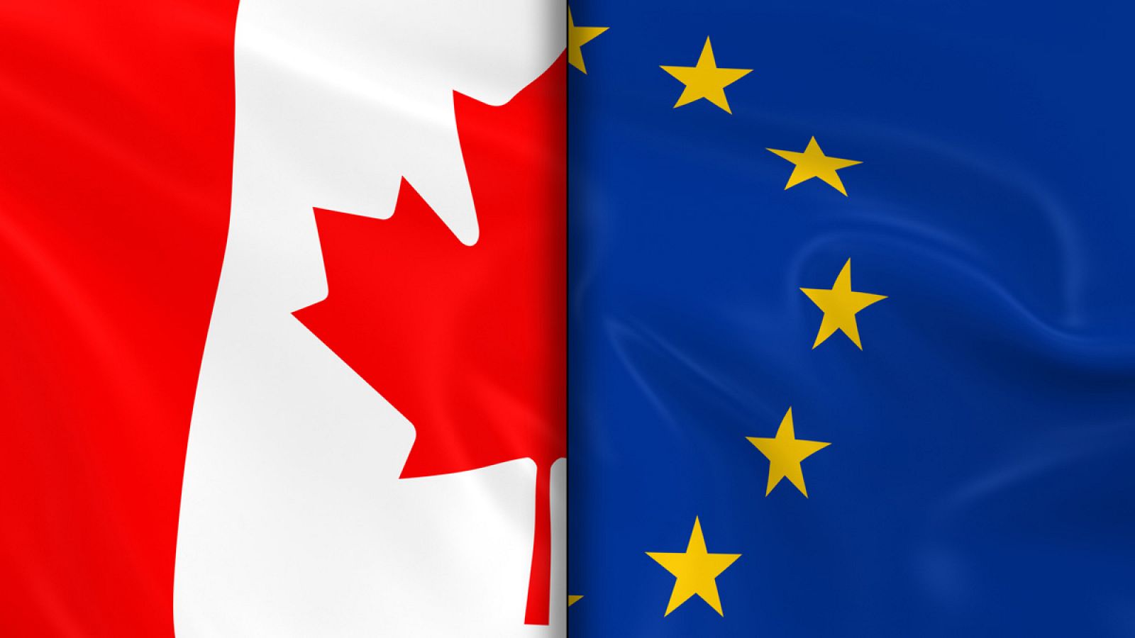 Montaje con las banderas de Canadá y la Unión Europea