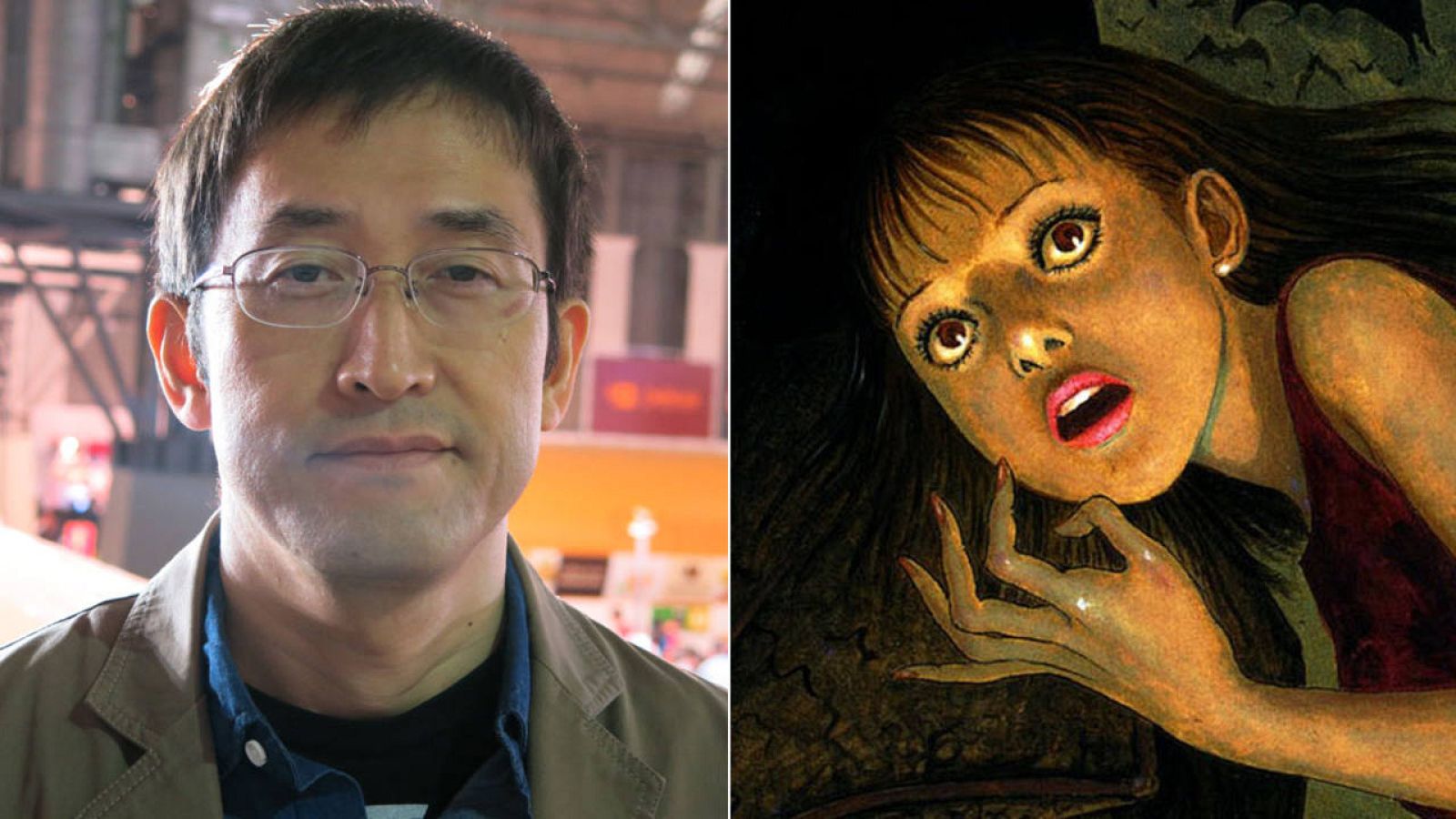 Junji Ito en el Salón del Manga y fragmento de una de sus portadas