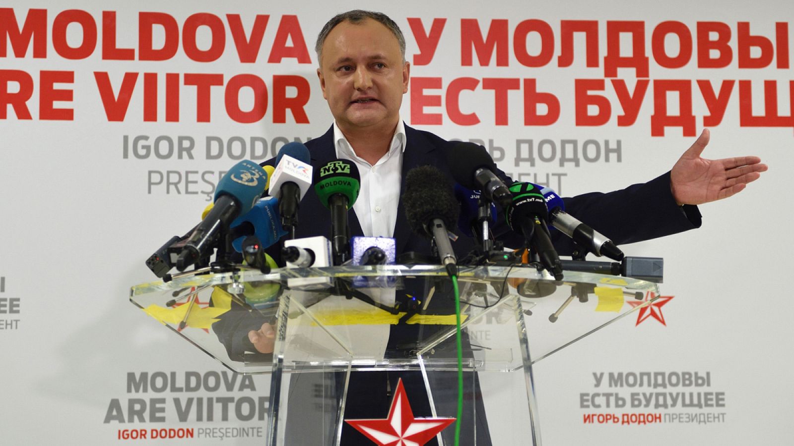 El ganador de las elecciones presidenciales en Moldavia, Igor Dodon.
