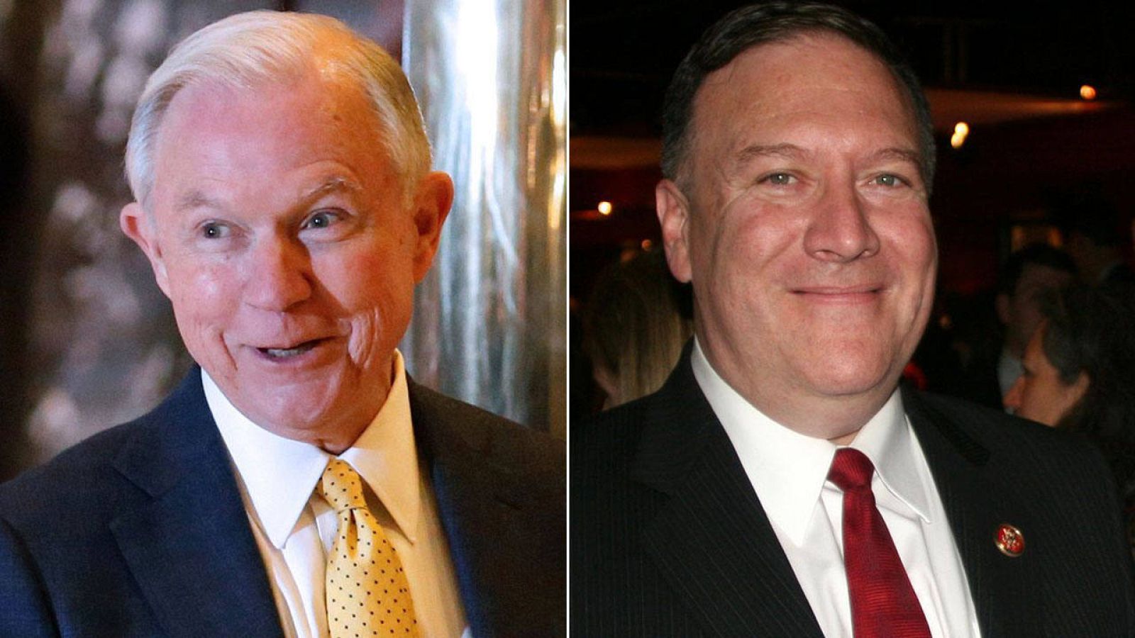 Jeff Sessions y Mike Pompeo, miembros del gobierno anunciado por Trump