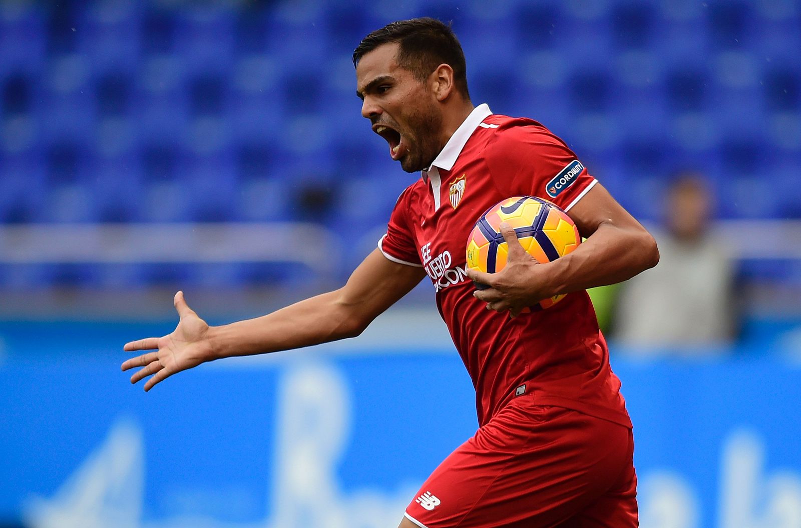 Mercado celebra el tercer gol anotado ante el Deportivo.