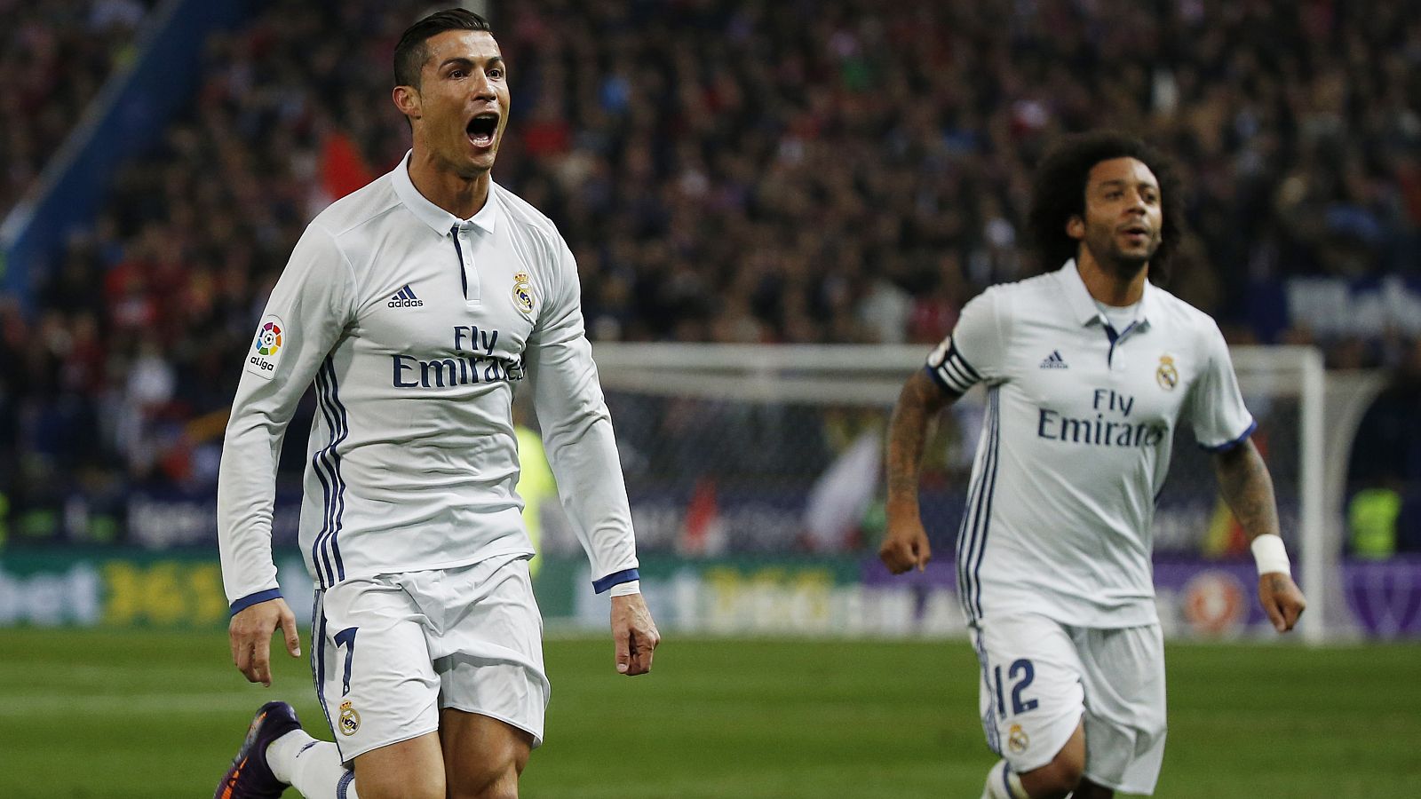 Cristiano Ronaldo celebra el 0-1 frente al Atlético