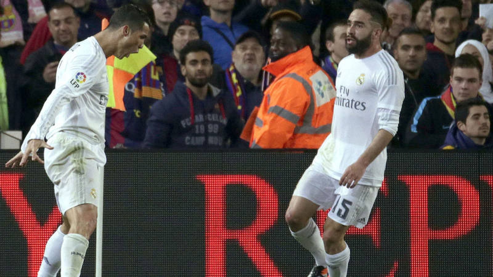 Cristiano Ronaldo y Dani Carvajal celebran el 1-2 de la temporada pasada