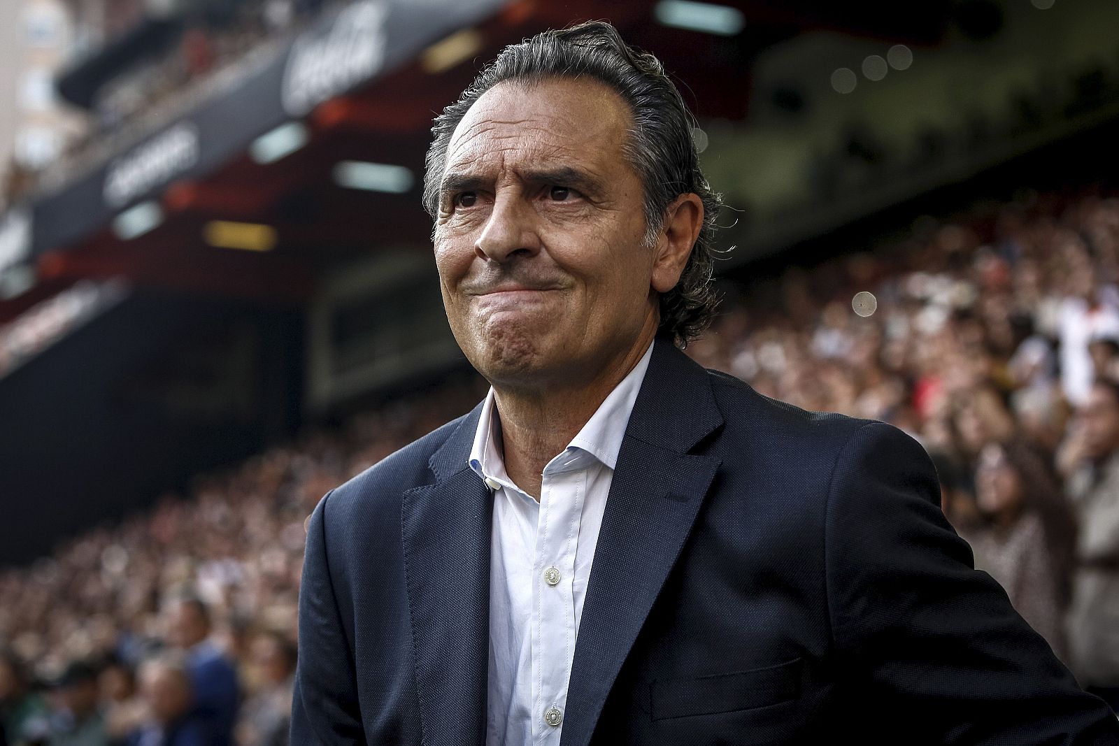 Prandelli, en los momentos previos al partido contra el Barça del pasado octubre