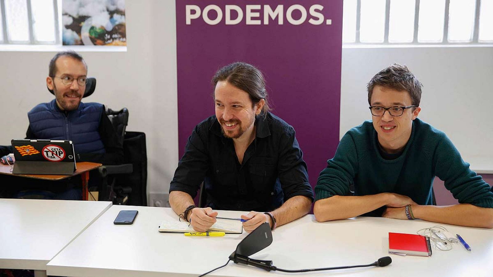 Echenique, Iglesias y Errejón durante el Consejo Ciudadano de Podemos