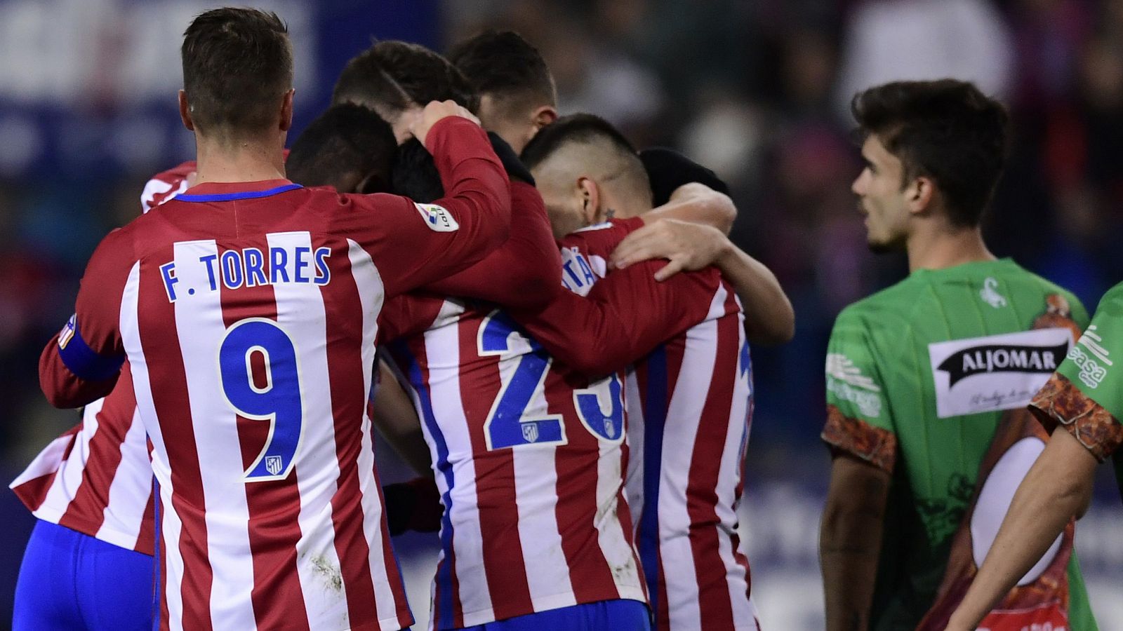 Los jugadores del Atlético celebran un gol ante el Guijuelo