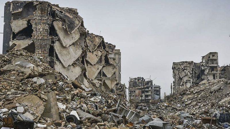 Fotografía de archivo sin fechar facilitada el 2 de enero de 2017 por el Ministerio de Defensa ruso que muestra la zona este de Alepo en Siria