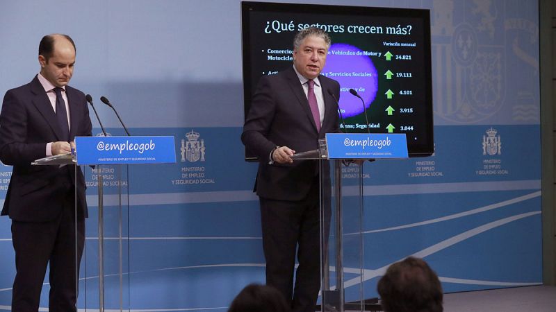 Un momento de la rueda de prensa sobre los datos de paro y afiliación de diciembre