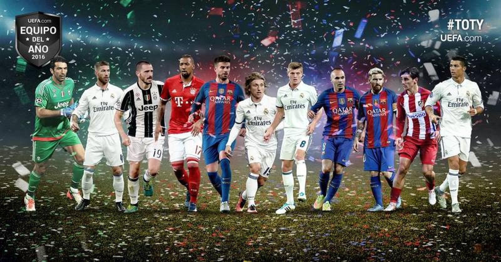La con ocho futbolistas, copa el equipo del año de la UEFA -