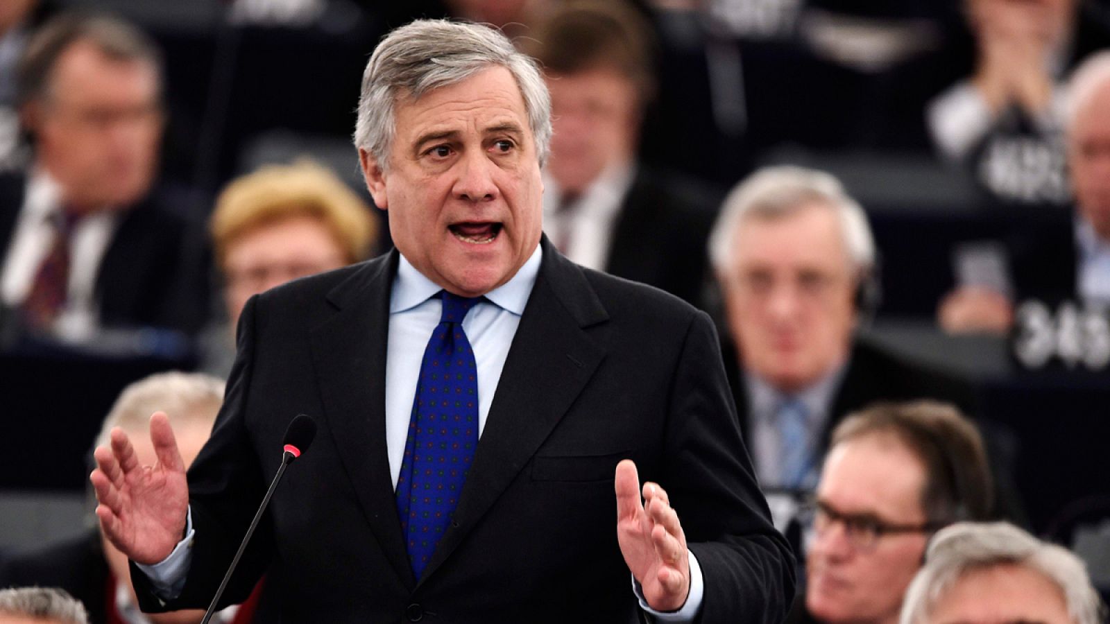 El nuevo presidente del Paralmento Europeo, Antonio Tajani, este martes 17 de enero durante una sesión de la cámara en Estrasburgo.