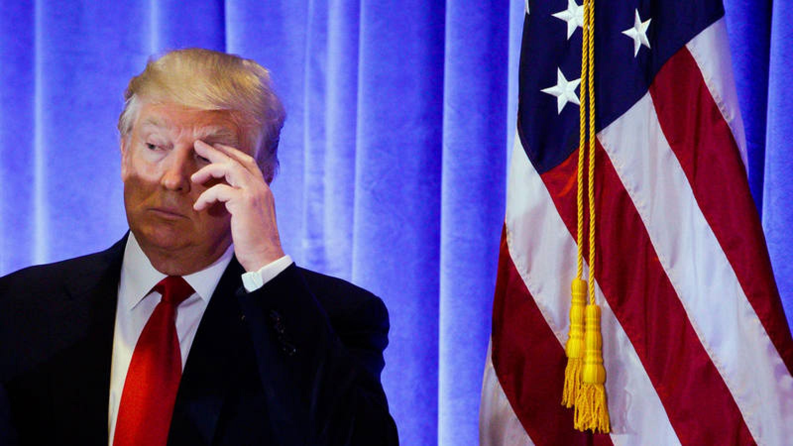 Donald Trump,durante una rueda de prensa en Nueva York.