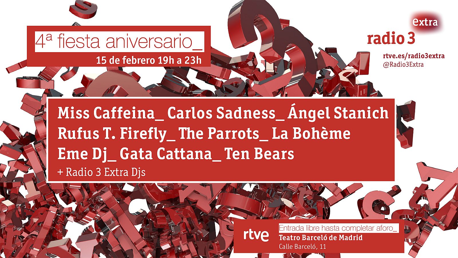 Cartel de la 4ª fiesta de Radio 3 Extra