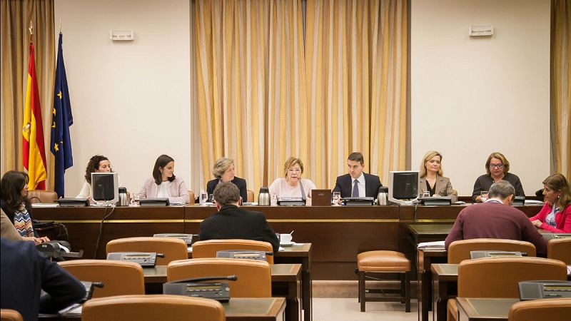 Un momento de la reunión de la Comisión de Seguimiento del Pacto de Toledo del Congreso en la que ha comparecido la presidenta de Unespa, Pilar González de Frutos.