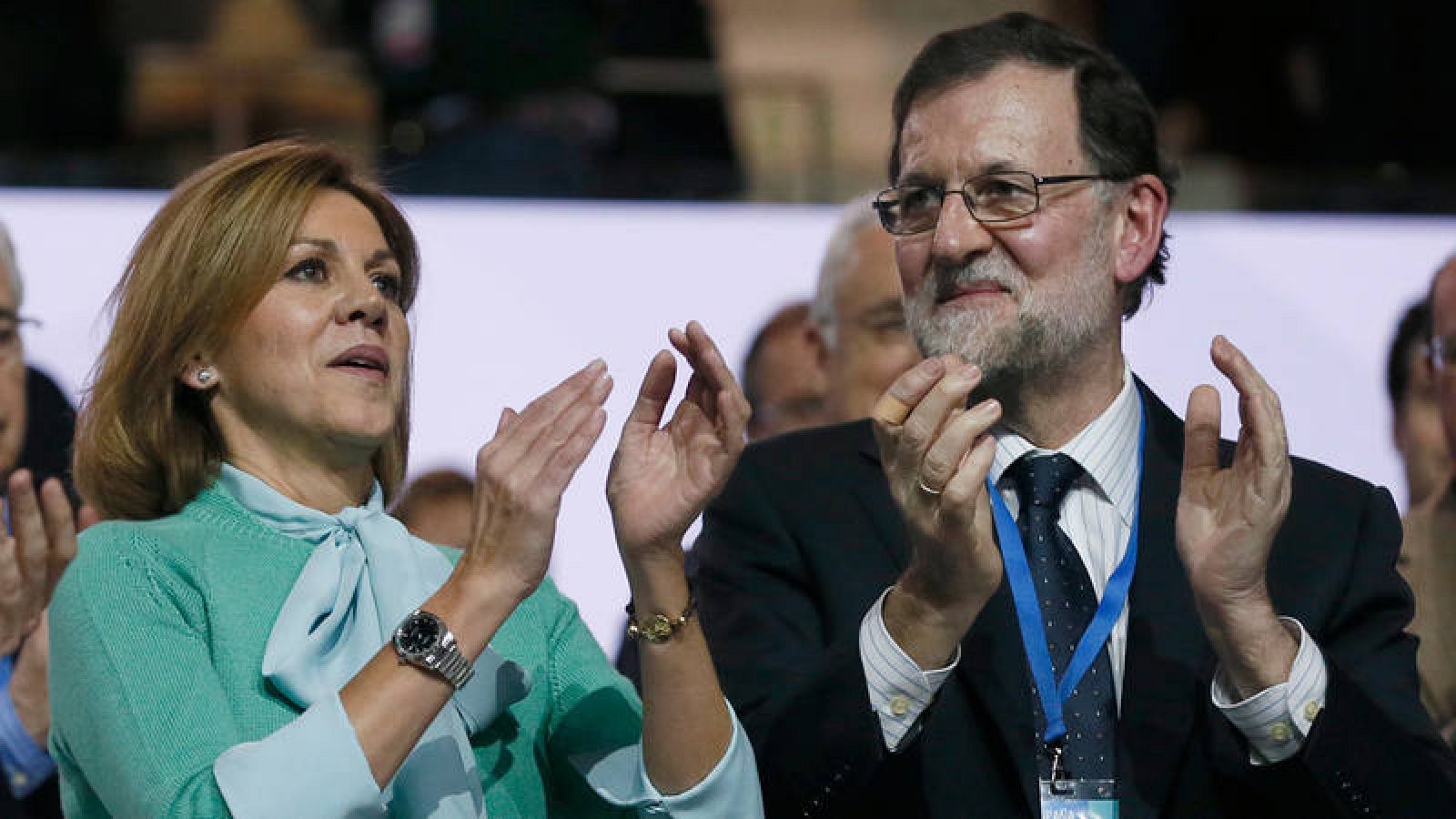  El presidente del PP, Mariano Rajoy, y la secretaria general del partido, María Dolores de Cospedal