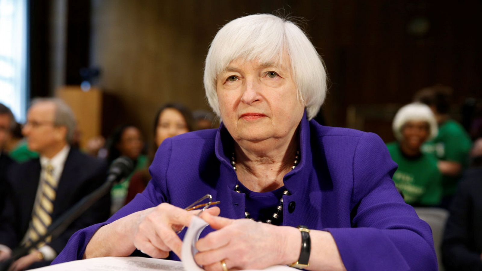 La presidenta de la Reserva Federal, Janet Yellen, ante el comité bancario del Senado de EE.UU.