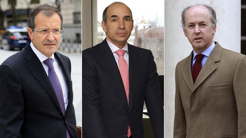 Fotos de archivo del expresidente de Abengoa, Antonio Fornieles; el ex consejero delegado, Manuel Sánchez Ortega, y el expresidente de la compañía, Felipe Benjumea.