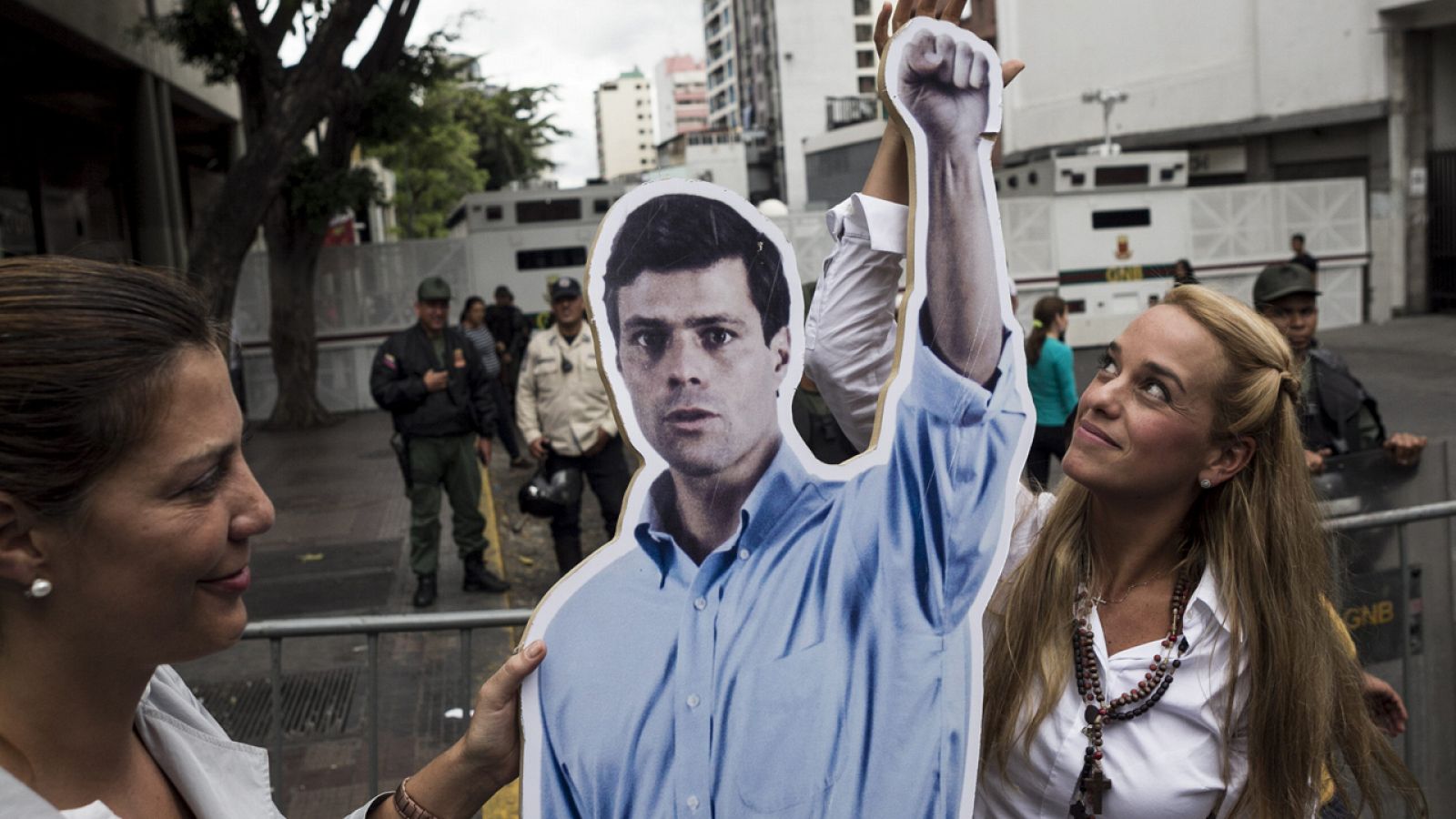Manifestación de apoyo a Leopoldo López antes de su juicio, en una imagen de archivo