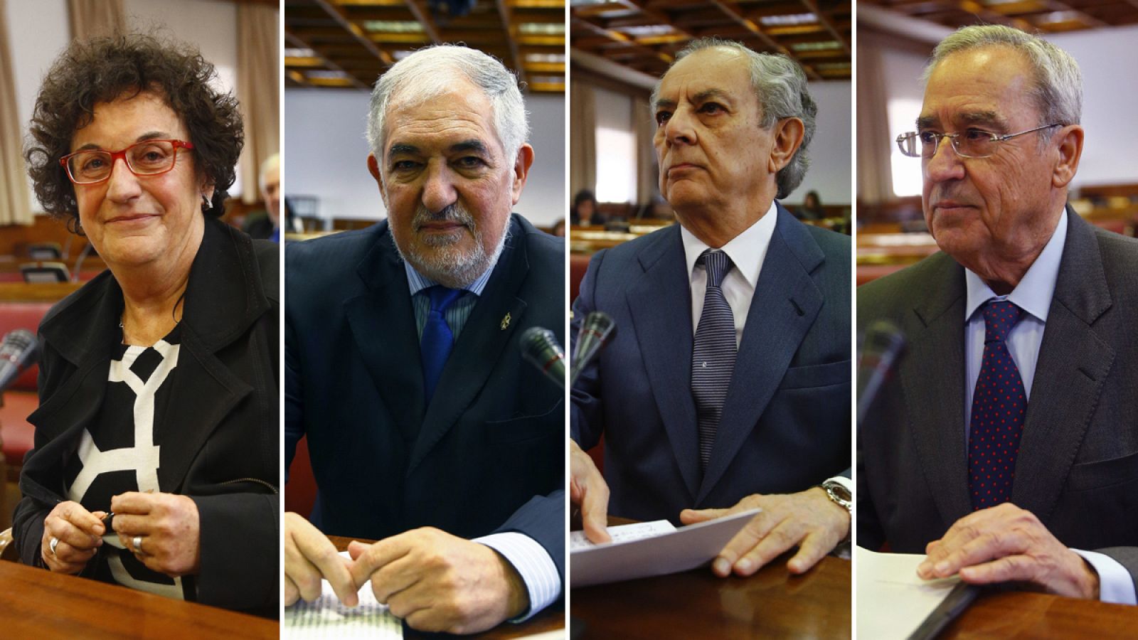 Los candidatos a Magistrados del Constitucional, de izquierda a derecha: María Luisa Balaguer, Cándido Conde-Pumpido Touron, Alfredo Montoya Melgar y Ricardo Enríquez Sancho