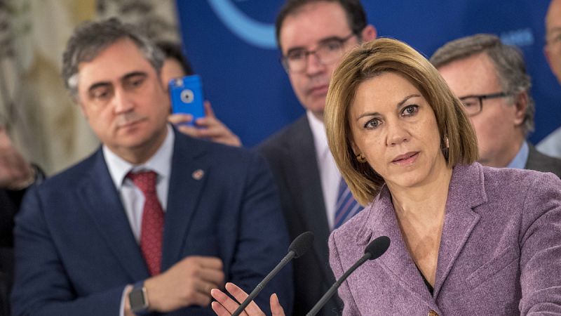 La presidenta del Partido Popular de Castilla-La Mancha, María Dolores Cospedal, durante la reunión del Comité de Dirección del PP en la comunidad