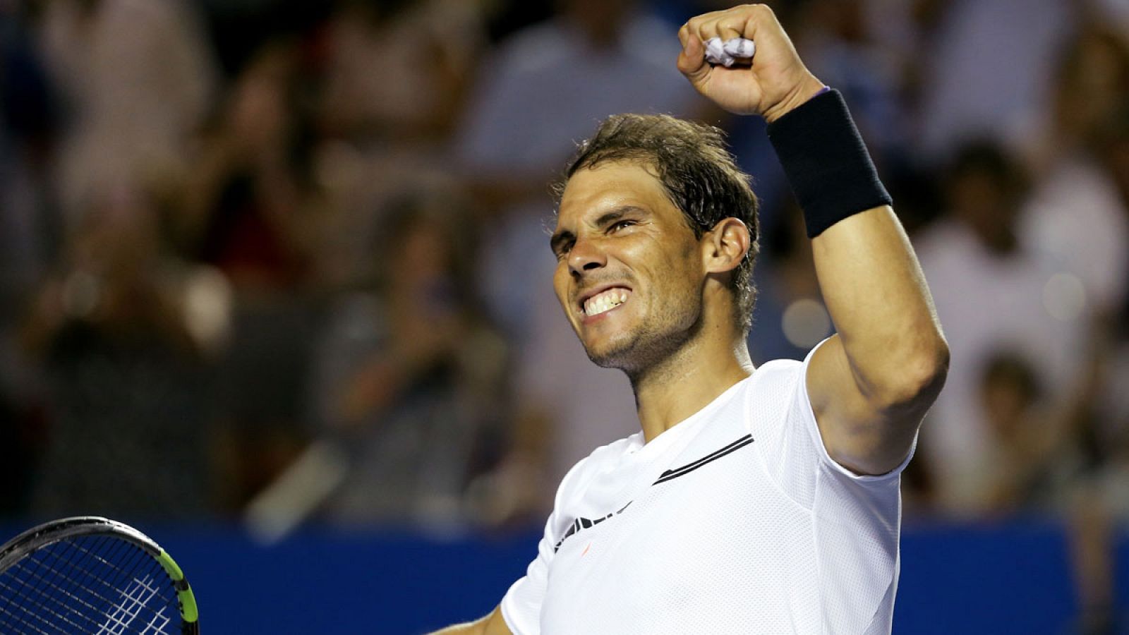 Nadal celebra su victoria frente al croata Marin Cilic durante las semifinales del Abierto Mexicano de Tenis 2017.