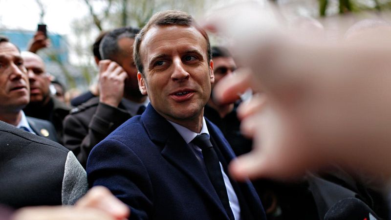 El candidato al Elíseo Emmanuel Macron, durante un acto electoral