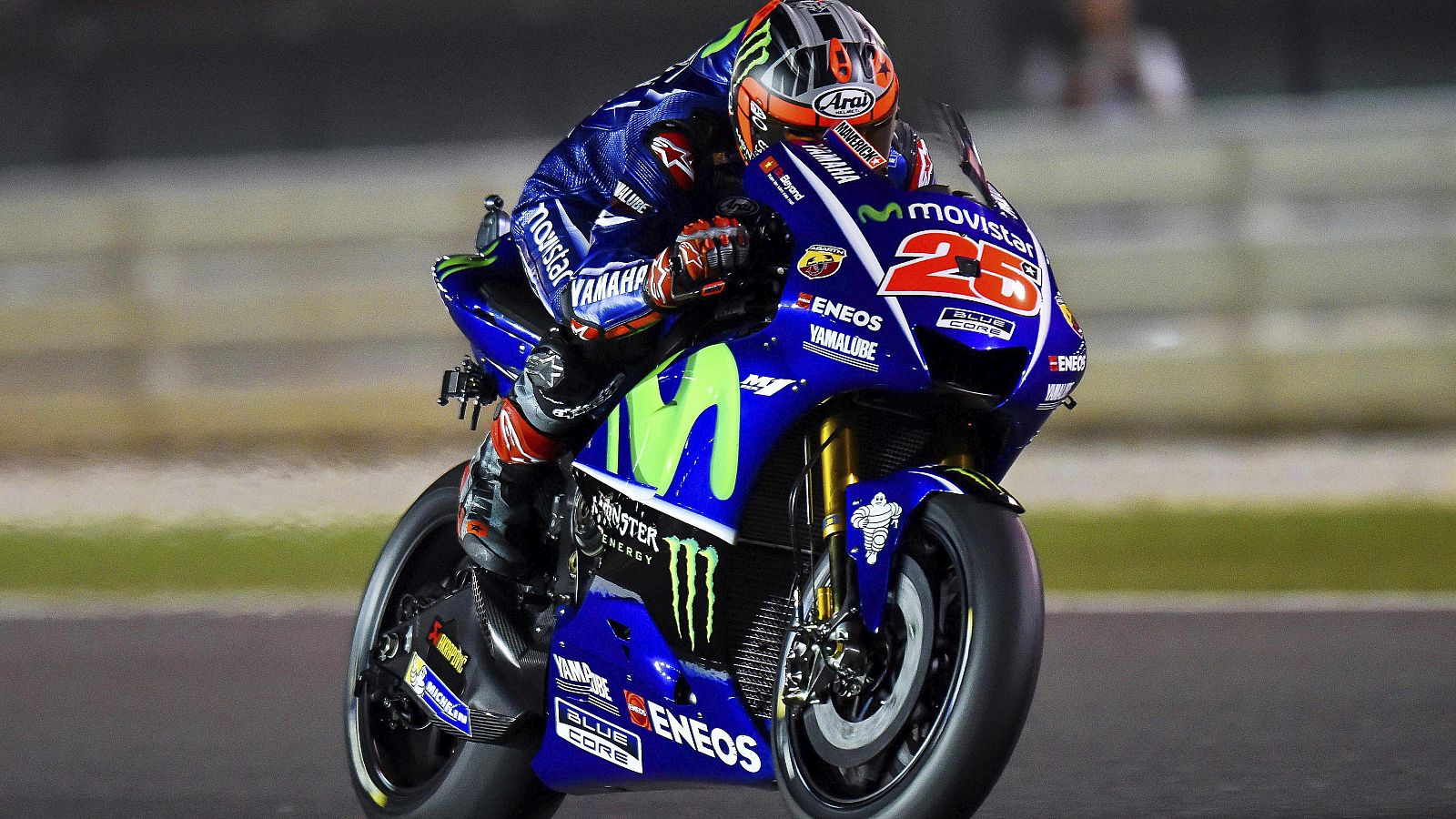 Maverick Viñales, en los entrenamientos libres de Losail.