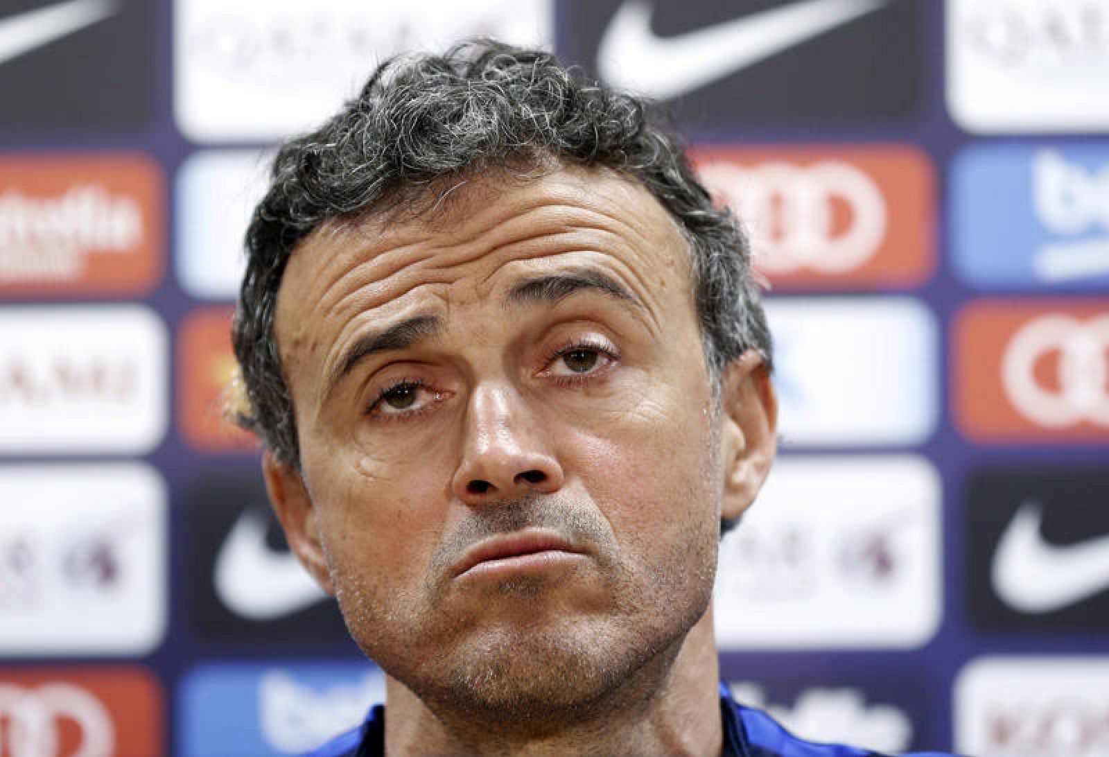 El técnico del FC Barcelona, Luis Enrique, durante la rueda de prensa.