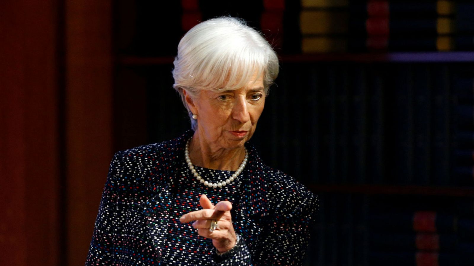 La directora gerente del FMI, Christine Lagarde, en una conferencia den Bruselas