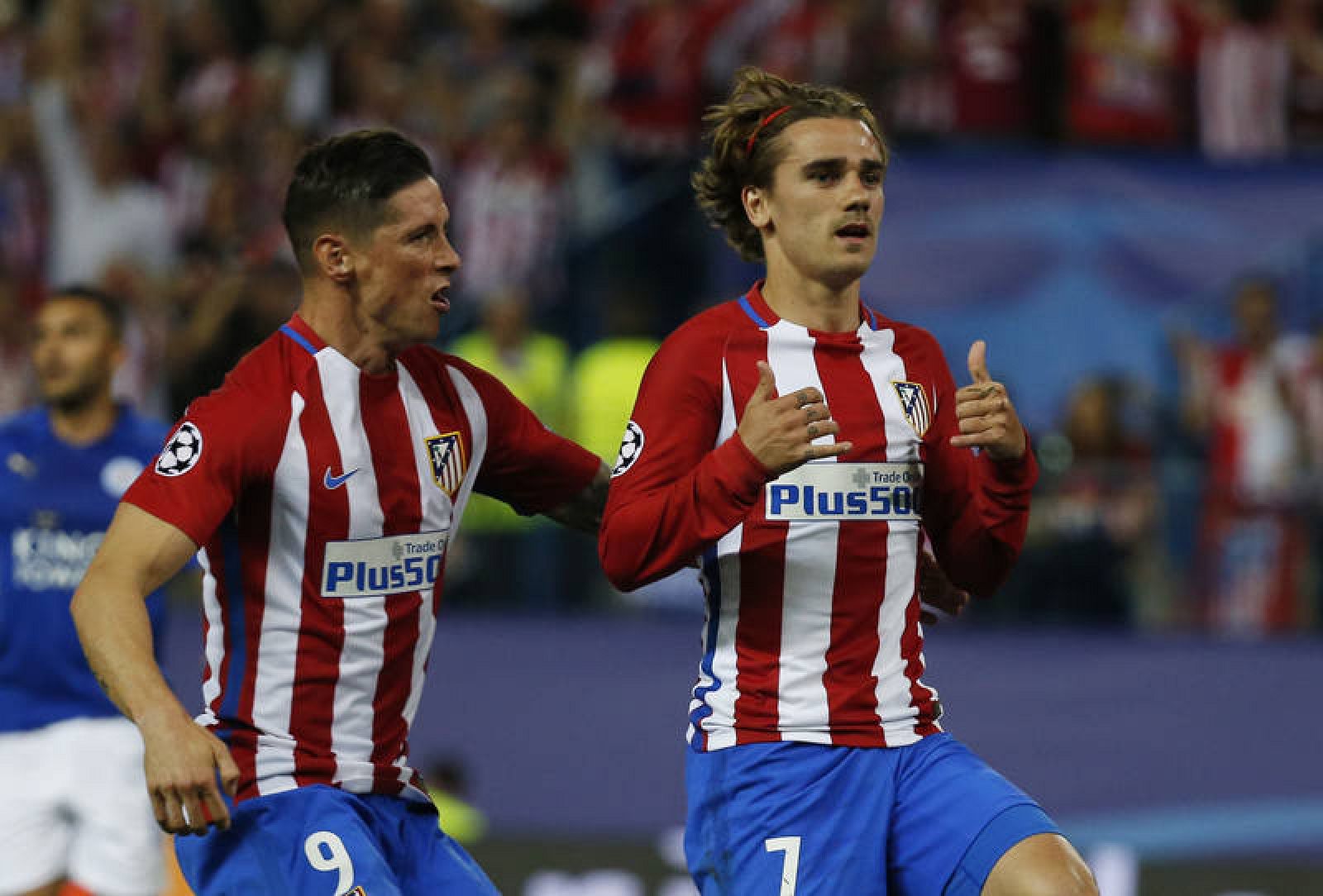 Antoine Griezmann celebra el gol marcado al Leicester