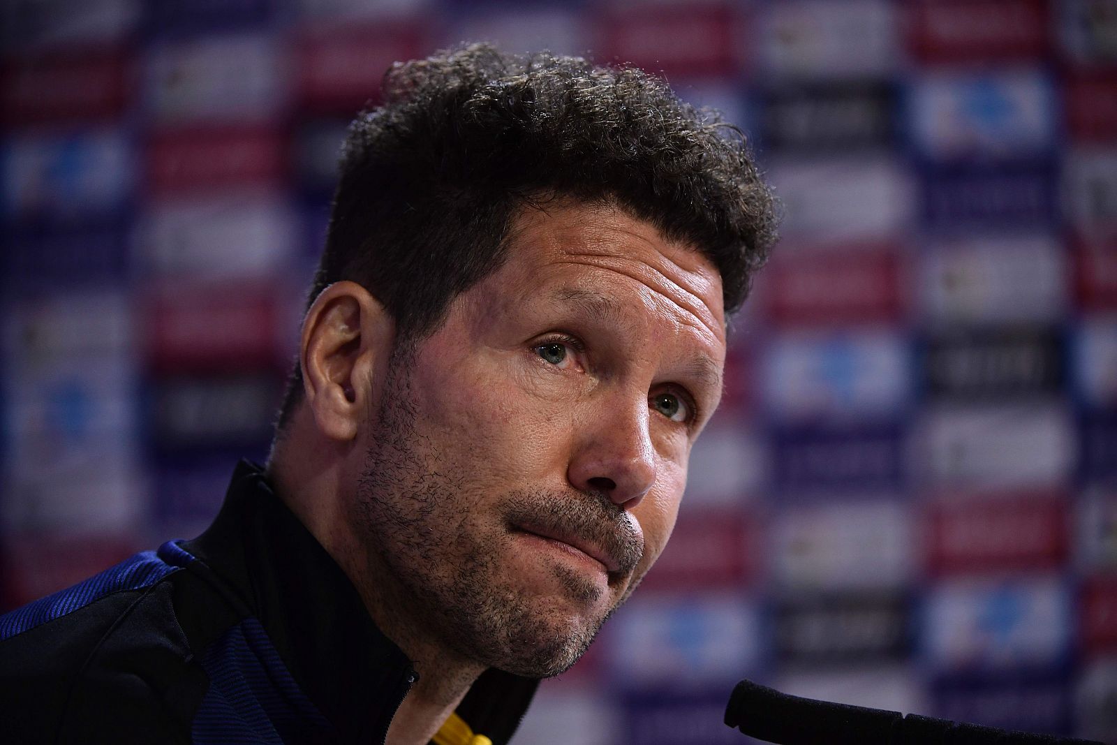 El entrenador del Atlético de Madrid, Diego Pablo Simeone, durante la rueda de prensa.