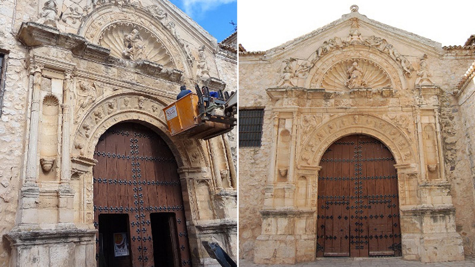 Portada principal de la iglesia de Nuestra Señora de la Asunción de Corral de Almaguer (Toledo).