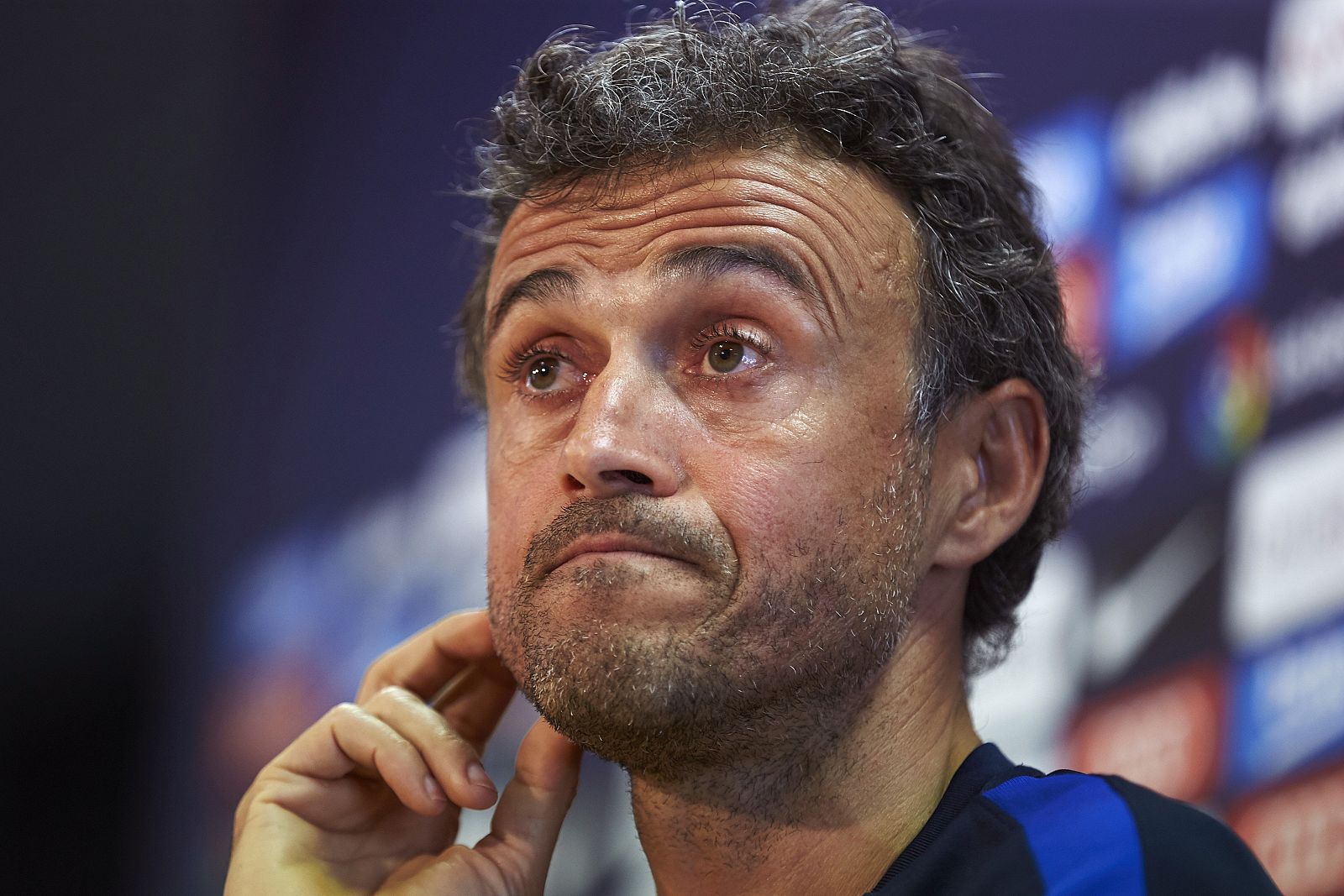 El entrenador del FC Barcelona, Luis Enrique Martínez, durante la rueda de prensa.