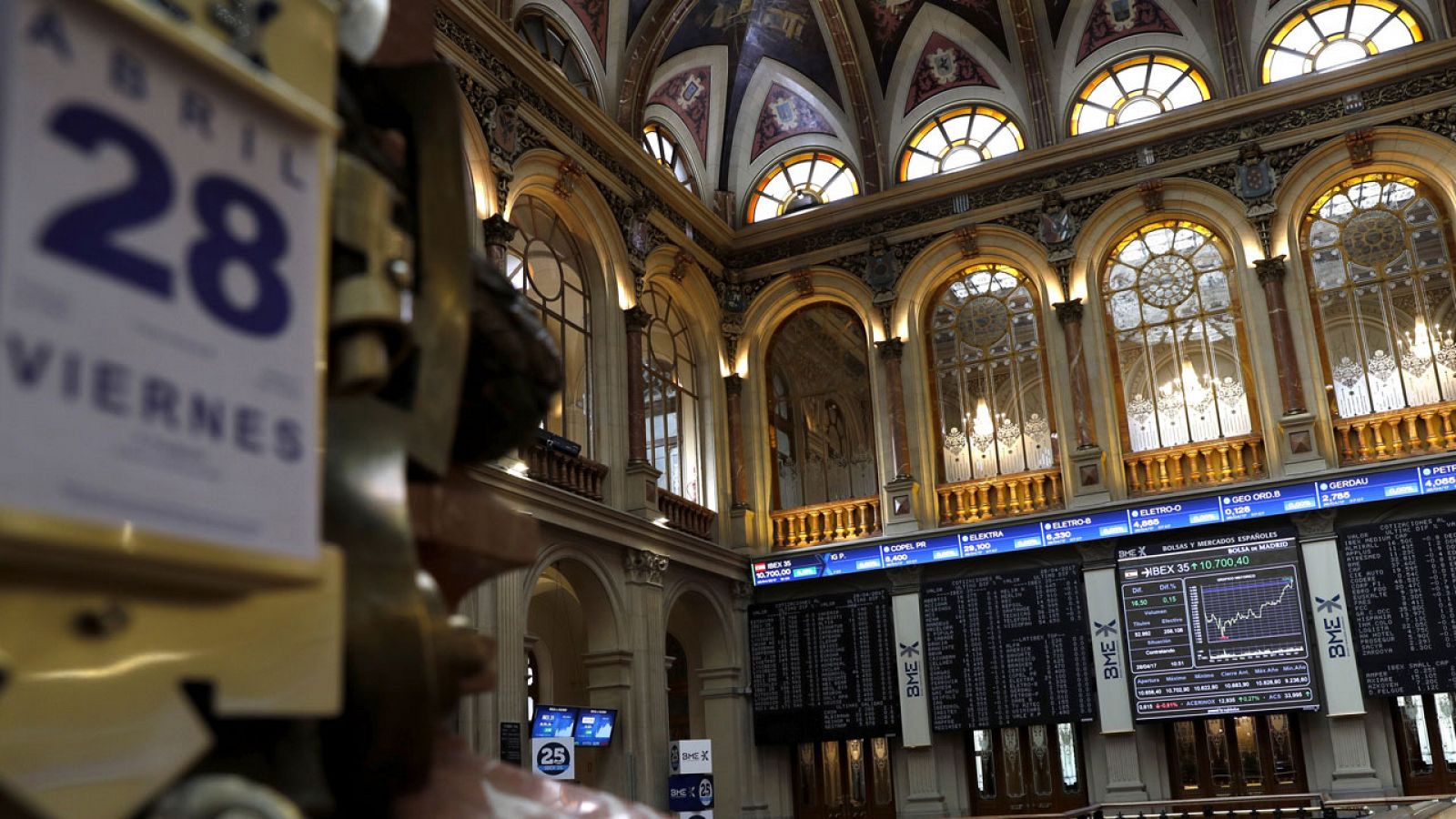 Imagen de la Bolsa de Madrid este viernes 28 de abril