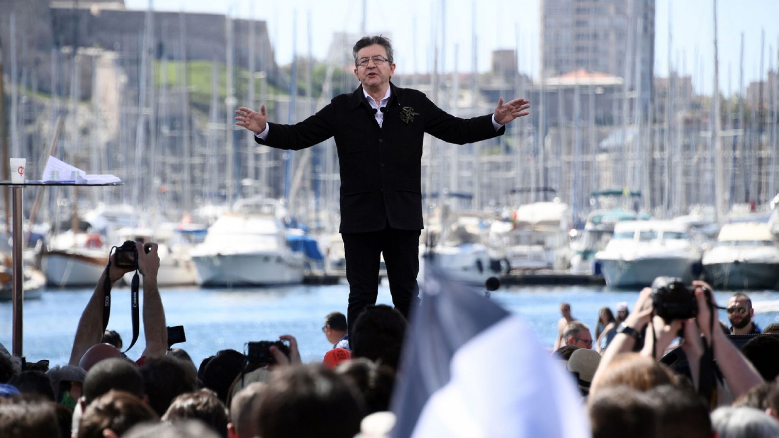 Jean-Luc Mélenchon, líder del partido 'Francia Insumisa', fotografiado en Marsella durante la campaña de las presidenciales