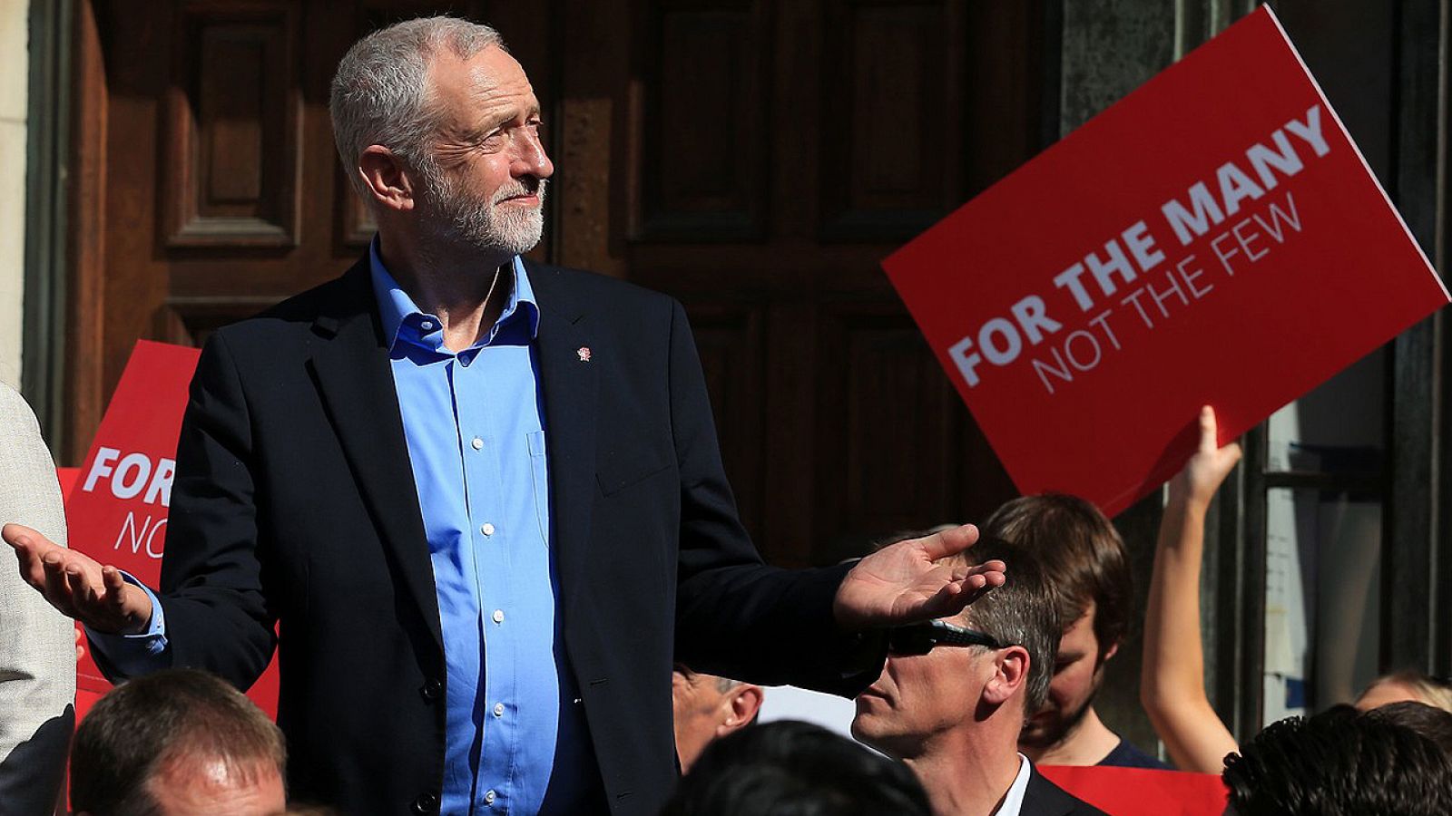 Jeremy Corbyn, líder del Partido Laborista, durante un mitin en York