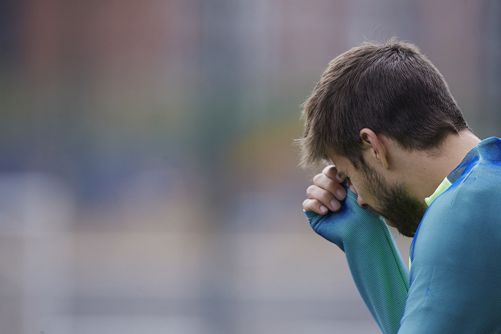 Piqué durante un entrenamiento la semana pasada