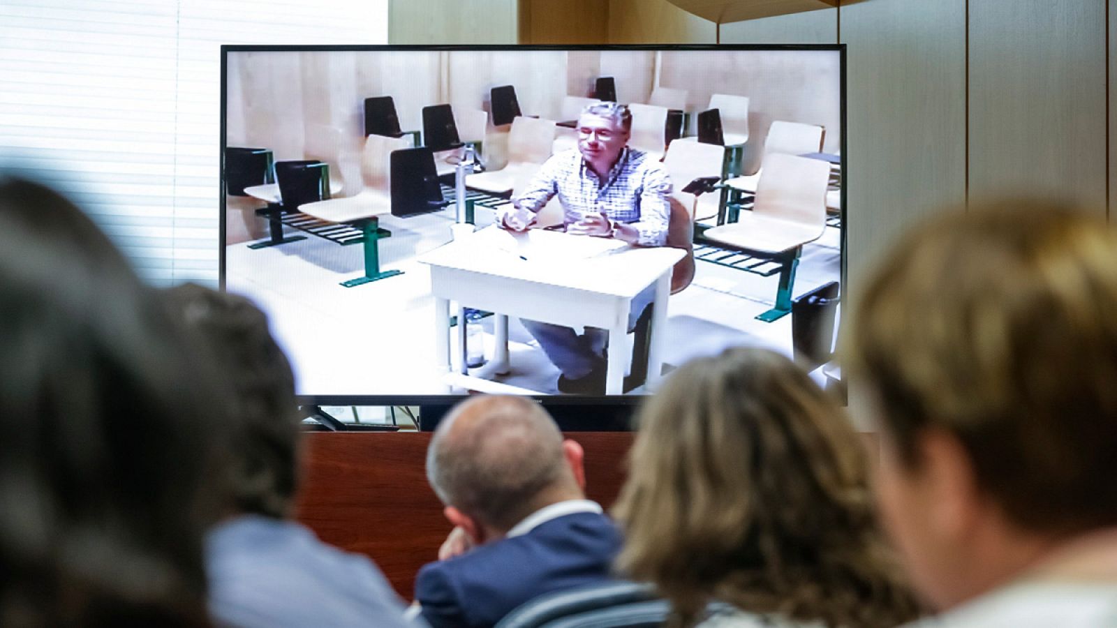 Francisco Granados durante su comparecencia por videoconferencia desde la cárcel de Estremera