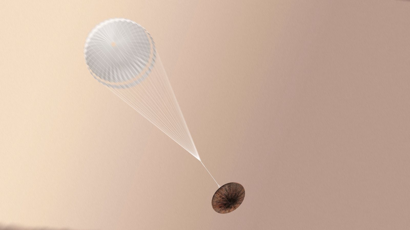 Recreación de la sonda Schiaparelli con el paracídas desplegado