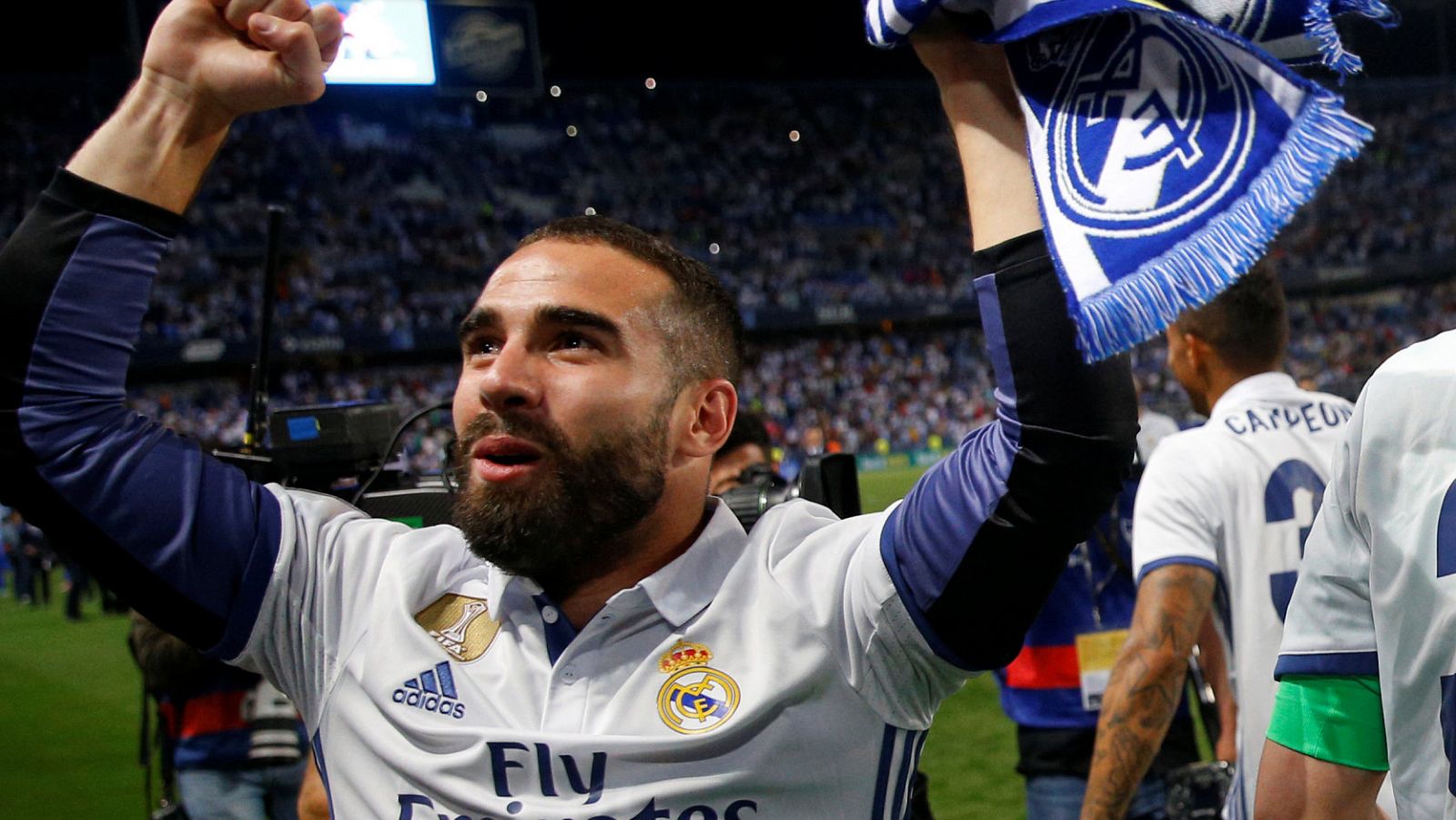 Dani Carvajal, en la reciente celebración del título de Liga